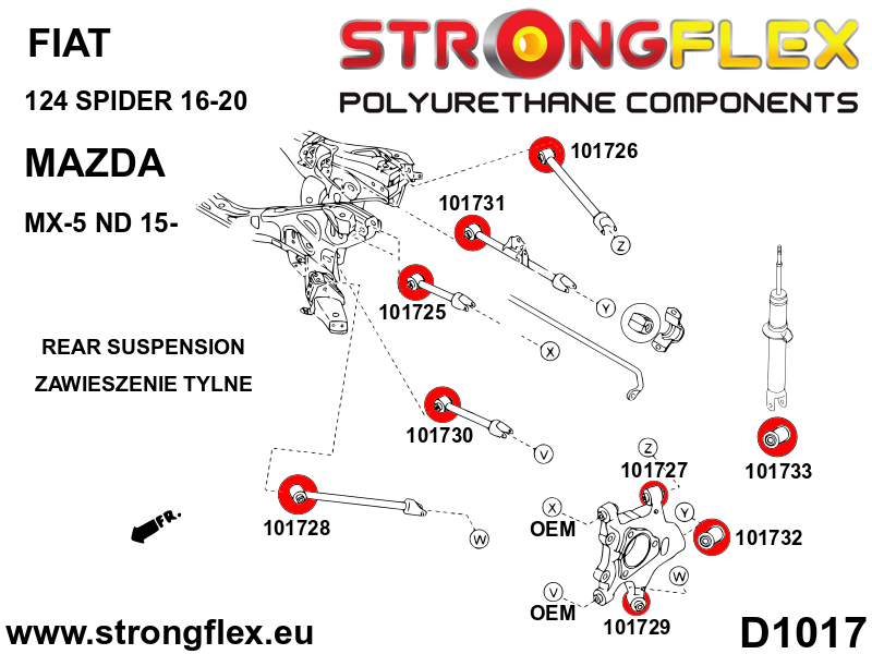 Strongflex 106187A 90ShA SPORT rear suspension bush kit for Mazda MX-5 ND